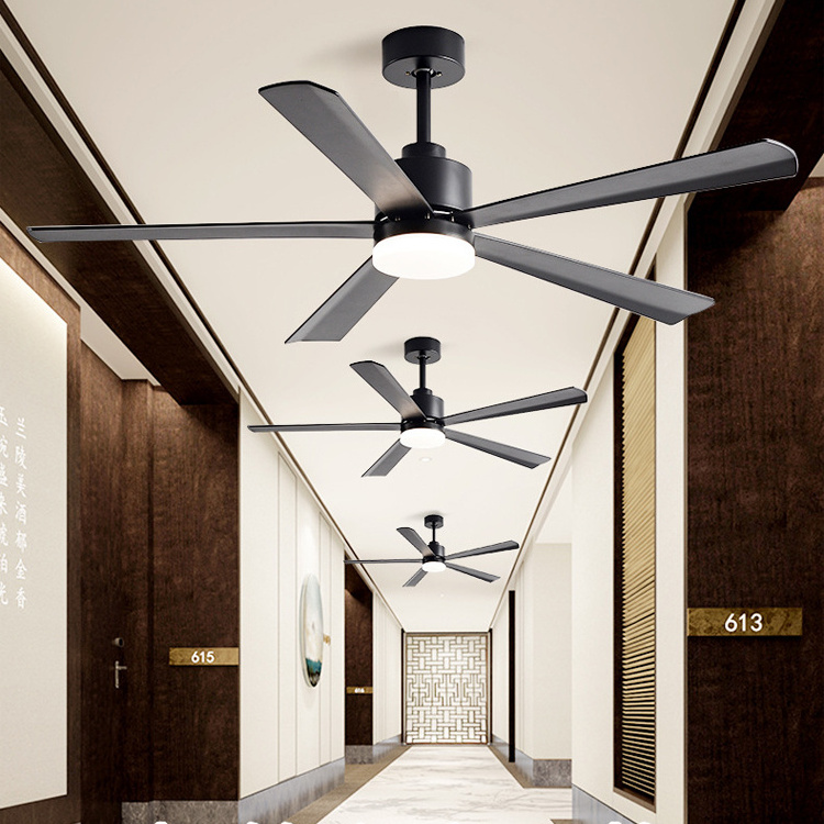 Office Living Room Bedroom Ceiling Fan Copper Ceiling Light with Fan Silent Design Black and Wood Ceiling Fan with Light