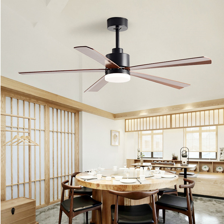 Office Living Room Bedroom Ceiling Fan Copper Ceiling Light with Fan Silent Design Black and Wood Ceiling Fan with Light