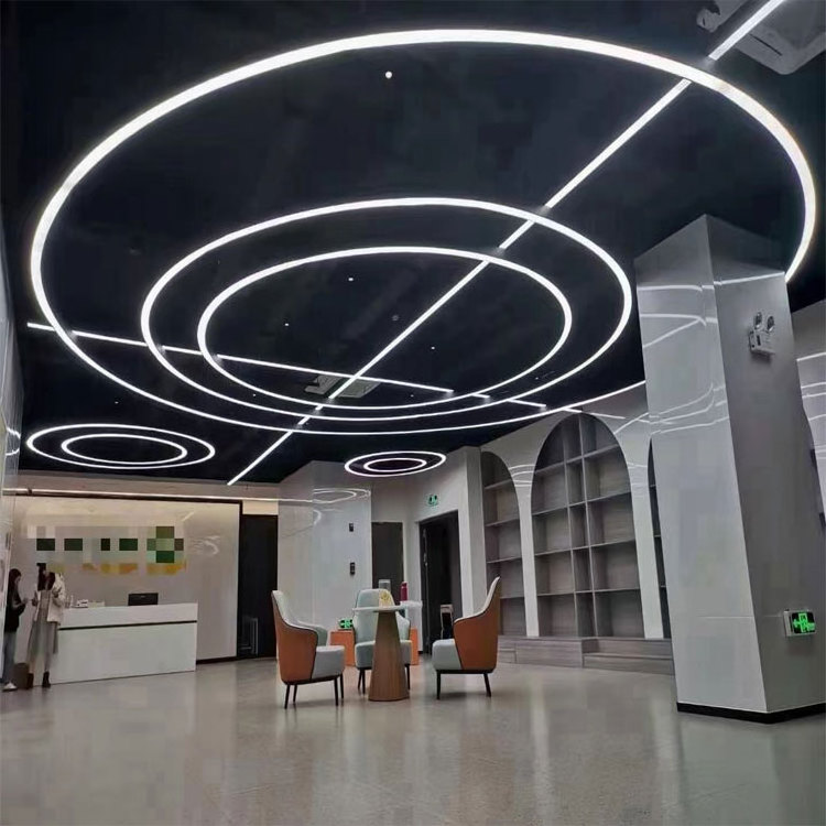 Modern circle Hanging Lamp Ring Lighting Commercial linear Pendant Light Round Led chandeliers For Gym Supermarkets