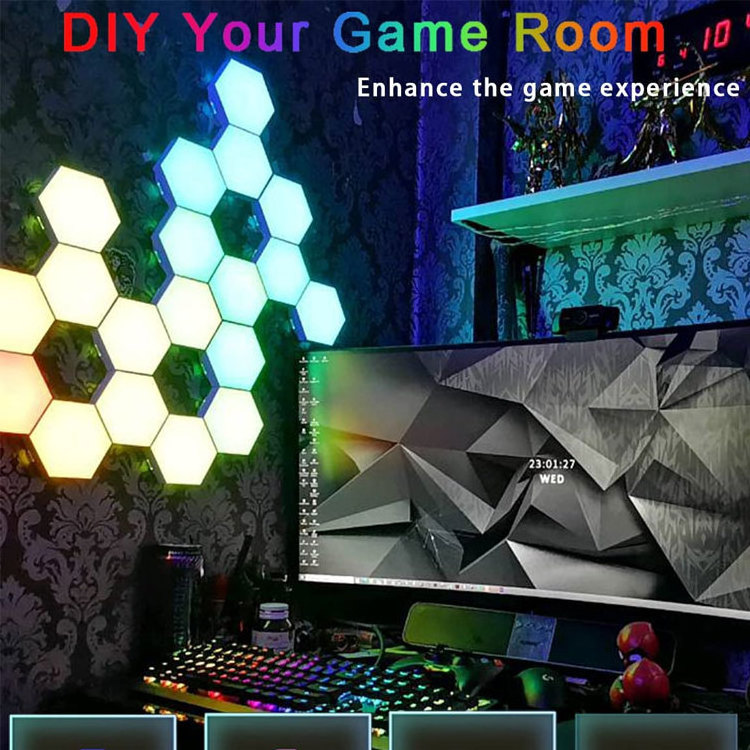 DIY RGB Quantum Light Smart Modular Touch Sensitive Lighting Remote Controlled Creative Decoration Led Hexagonal light