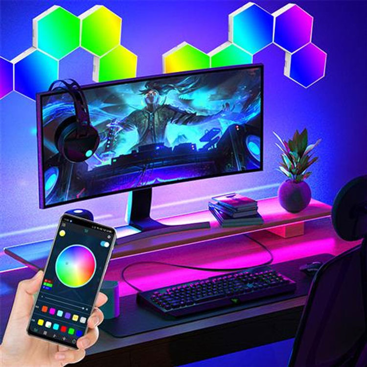 DIY RGB Quantum Light Smart Modular Touch Sensitive Lighting Remote Controlled Creative Decoration Led Hexagonal light