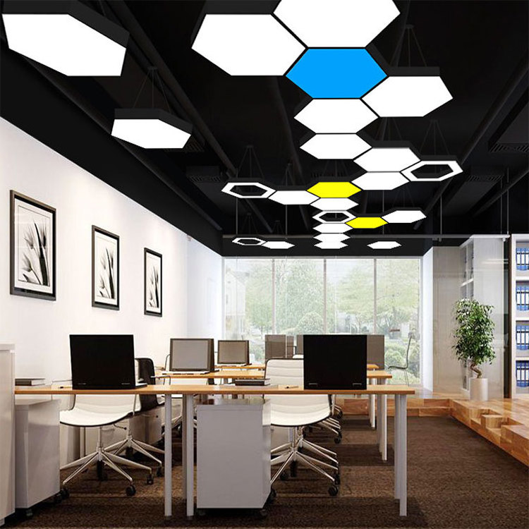 Indoor Hexagon Chandelier lighting Led Pendant Lamp 60CM 80CM Hexagonal Pendant Light Linear Lights For Home Office Supermarket