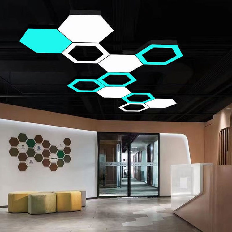 Hexagon Ceiling Modern Led Hanging Pendant Lamps Home Decoration Aluminum Housing Chandelier Suspended LED Linear Light