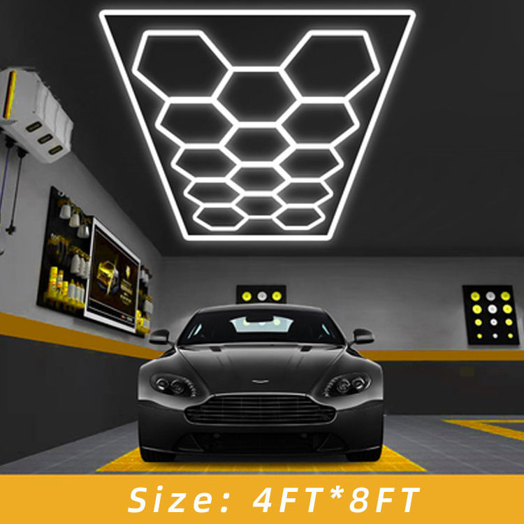 Led Hexagon Lights Hex Lamps Ac100-200v Garage Lamp Ceiling  Auto Detailing Lighting Honeycomb Hexagonal Led Light