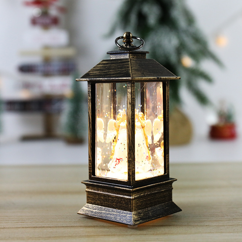 Best Sellers Xmas Lantern, Snow Santa Decoration Customized Christmas Quadrate Lantern Lamp Candle stick Night Lamp