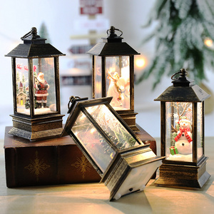 Best Sellers Xmas Lantern, Snow Santa Decoration Customized Christmas Quadrate Lantern Lamp Candle stick Night Lamp