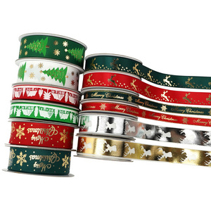 2023 Wholesale Custom Satin Ribbon tree ribbon bows Christmas decoration Personalized Printing Grosgrain Ribbon for Gift