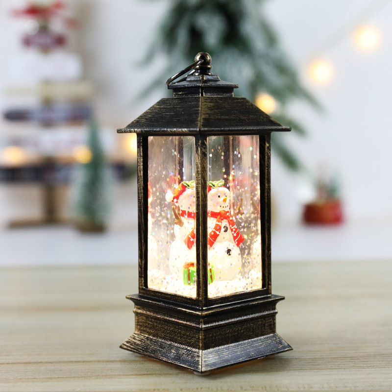 Best Sellers Xmas Lantern, Snow Santa Decoration Customized Christmas Quadrate Lantern Lamp Candle stick Night Lamp