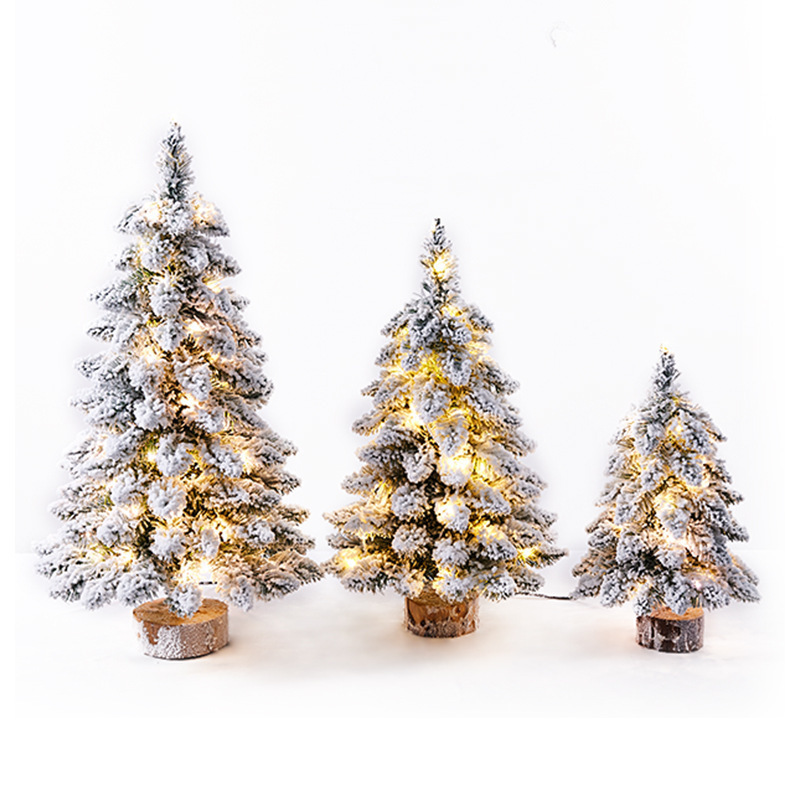 Mini flocking Artificial Christmas Tree LED Christmas Decorative PVC Tree sagging Nordic wind Christmas trees