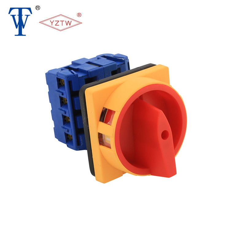 YZTW TWD11-32 4P OFF-ON yellow red padlock rotary cam switch AC/DC motor control switch disconnector