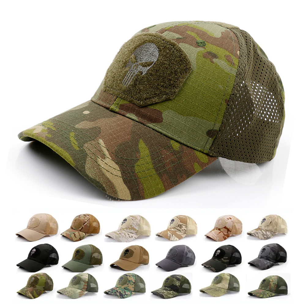 CHENHAO Breathable Durable Cotton Camouflage Multicam Camo Flex Mesh Back Hat Tactical Operator Hat Adjustable OCP Ball Cap