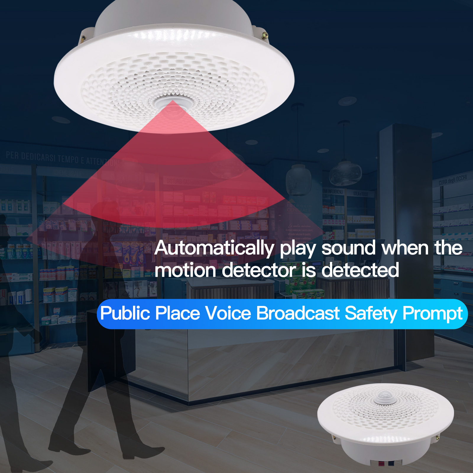 Infrared induction voice warning device site safety workshop warehouse guidance publicity broadcast doorbell Siren