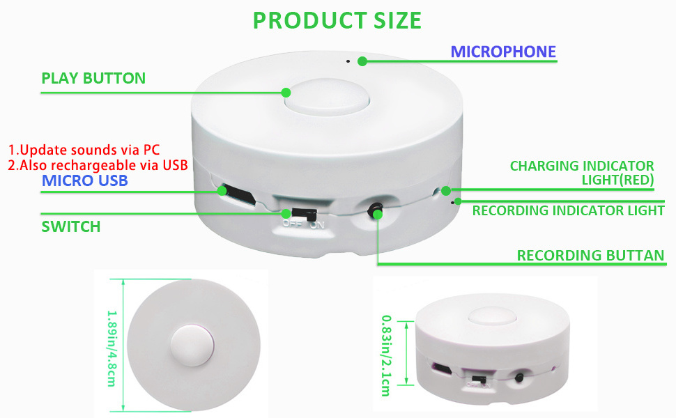 Small USB Voice Recorder Downloads Sound Box with Recordable Sound Chip for Old Plush Toys and Music Chip for Toys