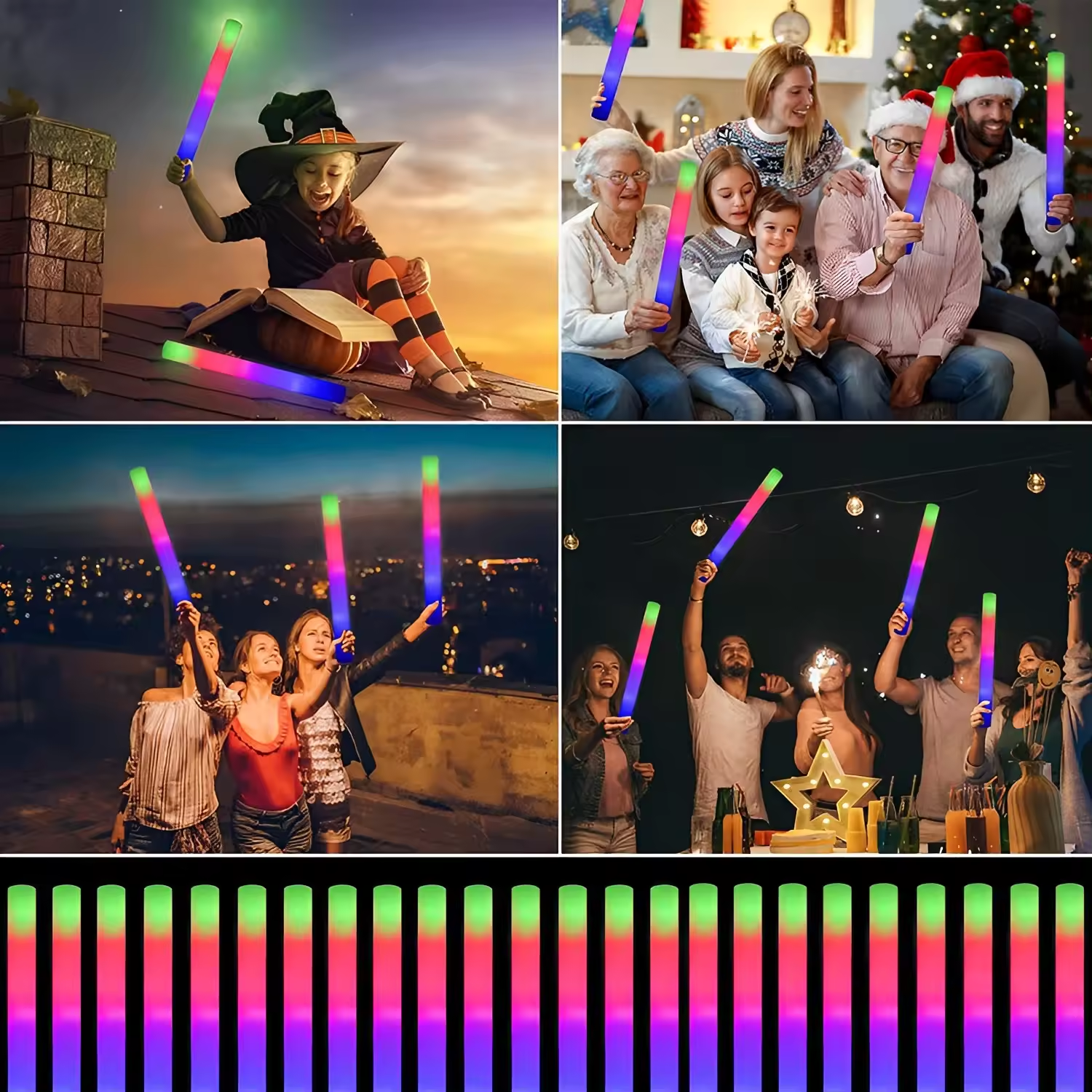 Factory Customize LOGO Light up LED Foam Sticks Halloween Party Favors Supplies Glow Batons 3 Modes Flashing Effect for Concert