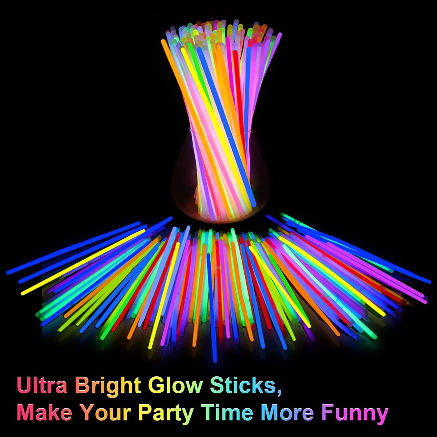 PartySticks Glow Sticks Party Supplies 100pk - 8 Inch Glow in the Dark Light Up Sticks Party Favors, Glow Party Decorations