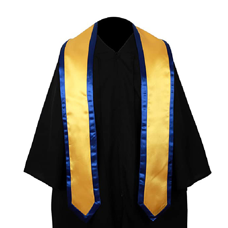 Graduation Stole Long Multiple Colors Unisex International Study Abroad Adult Plain Graduation Honor Stole Sash with Trim