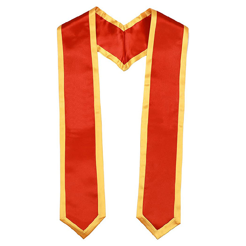 Graduation Stole Long Multiple Colors Unisex International Study Abroad Adult Plain Graduation Honor Stole Sash with Trim