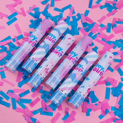 Baby Gender Reveal Confetti Cannon with  Powder Party Supplies Biodegradable Confetti Poppers Sticks for Baby Boy or Girl Decor