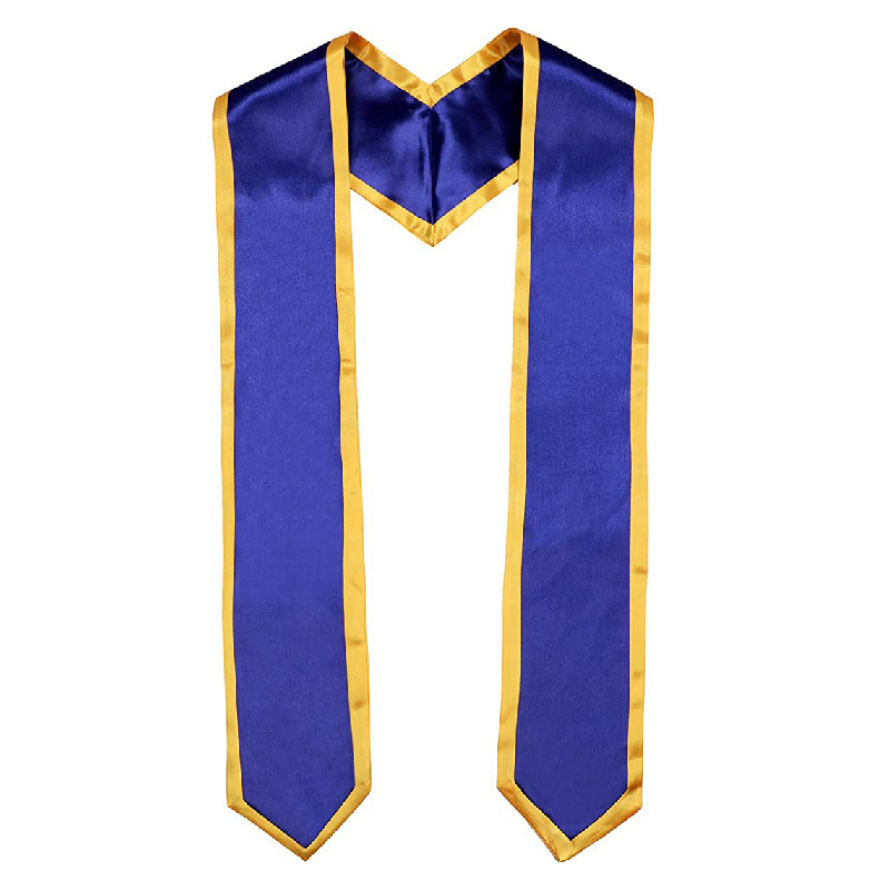 Graduation Stole Long Multiple Colors Unisex International Study Abroad Adult Plain Graduation Honor Stole Sash with Trim