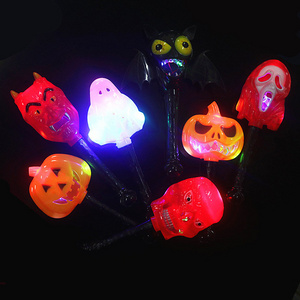 halloween Pumkins  Favors Party  LED light glow Sticks Halloween Light Flashing Shaking Stick Up Pumpkin Wand Hand Squish