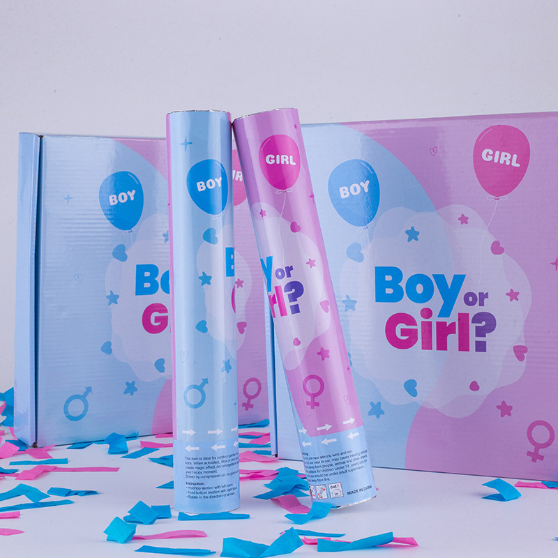 Baby Gender Reveal Confetti Cannon with  Powder Party Supplies Biodegradable Confetti Poppers Sticks for Baby Boy or Girl Decor