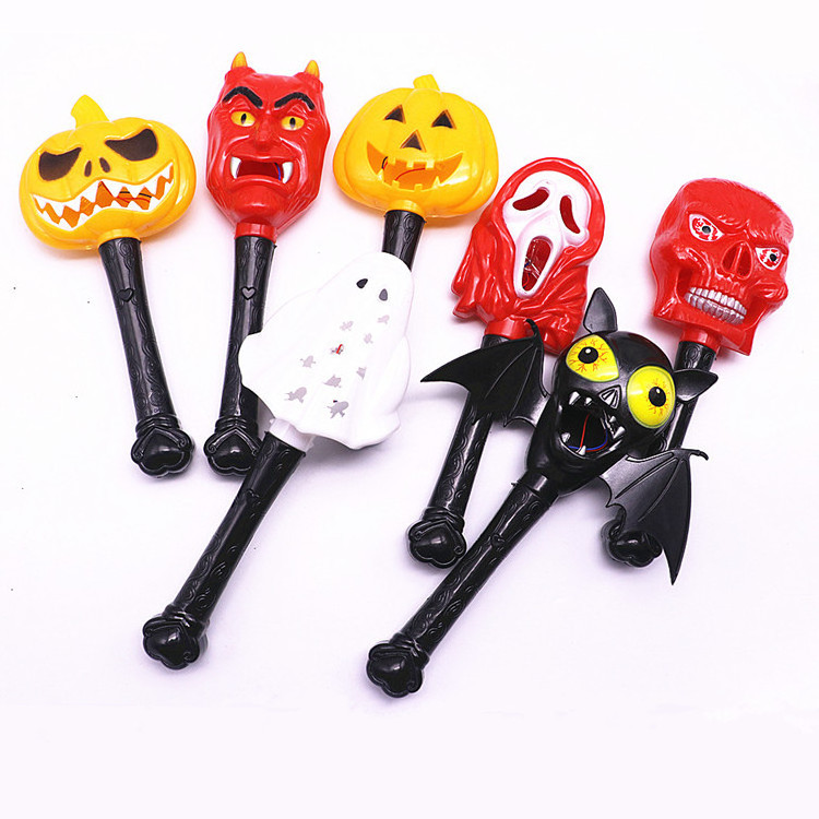 halloween Pumkins  Favors Party  LED light glow Sticks Halloween Light Flashing Shaking Stick Up Pumpkin Wand Hand Squish