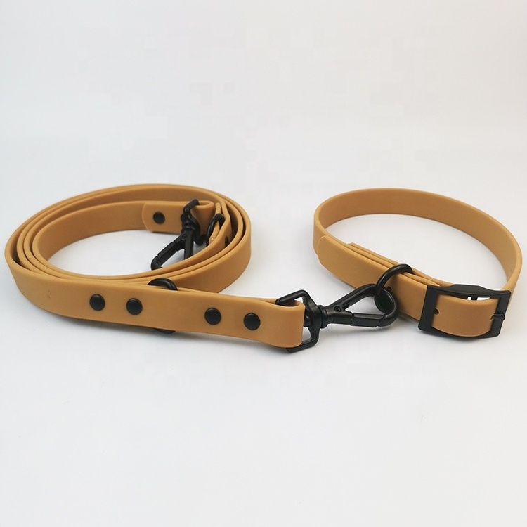 Wholesale Luxury Waterproof Adjustable PVC Silicone Soft Touching Dog Collar and Leash set