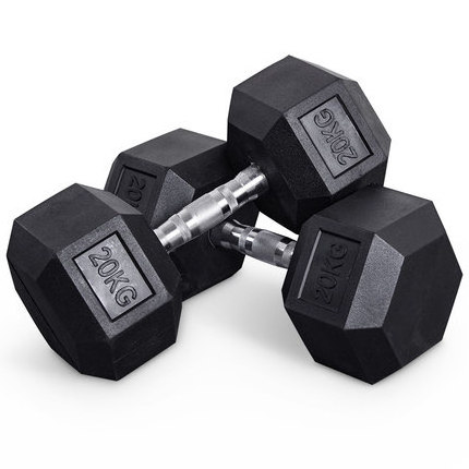 On sale Weight lifting 2.5kg 10kg 20kg 30kg 50kg rubber hex dumbbell for gym fitness