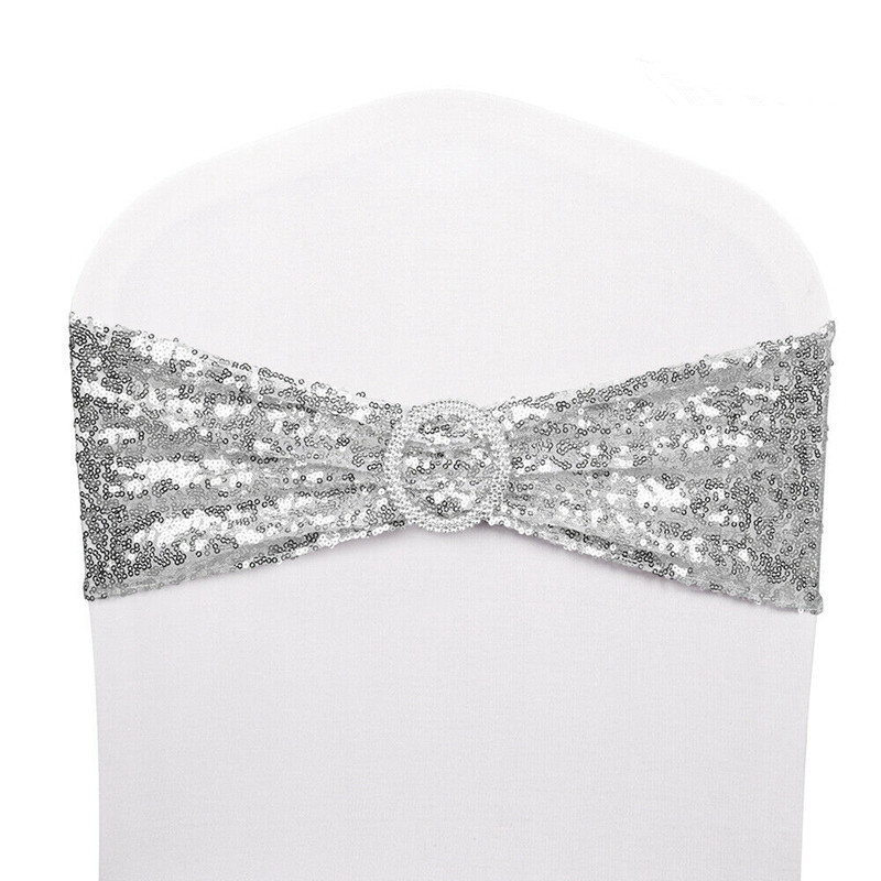 Sequined bow strap with hotel wedding conference chair back decoration elastic band