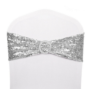 Sequined bow strap with hotel wedding conference chair back decoration elastic band