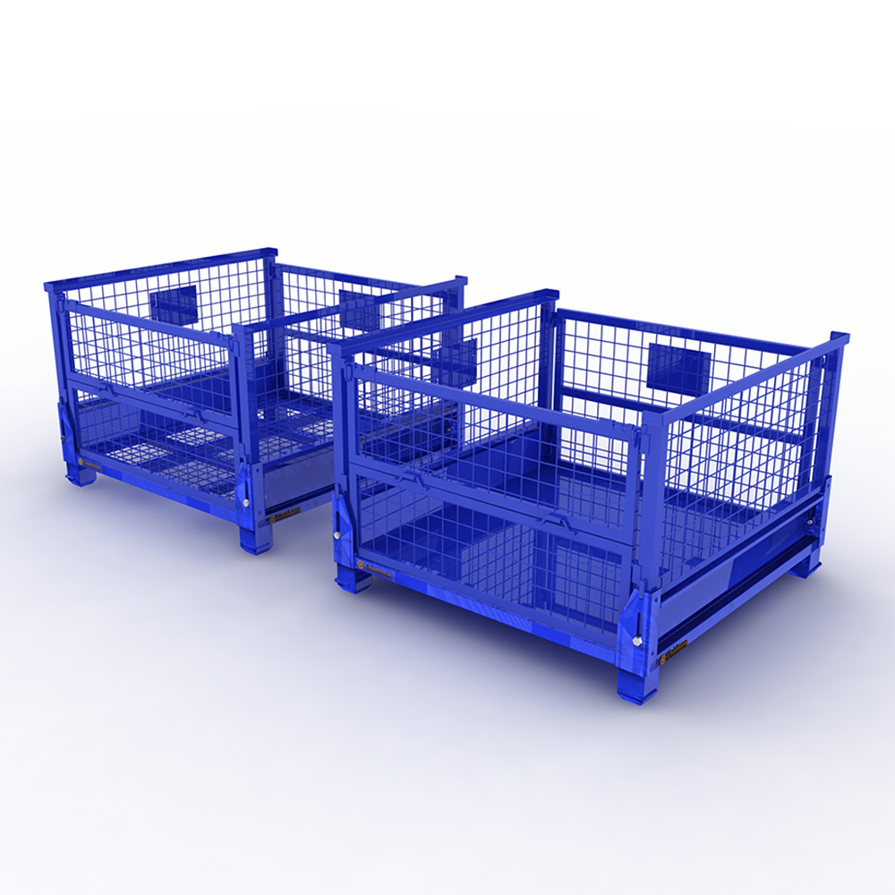 Mesh Wire Foldable Forklift Folding Metal Steel Collapsible Stacking Container / Pallet Cage