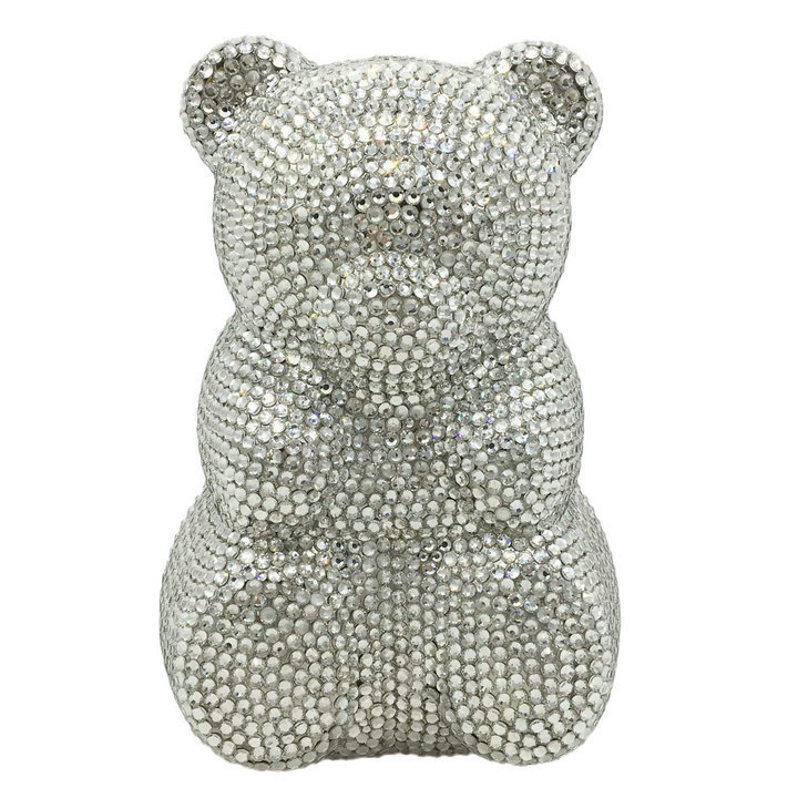 Novelty MINI Teddy Bear Animal Women Crystal Bags Party Cocktail Rhinestone Handbags Evening Clutch Purse