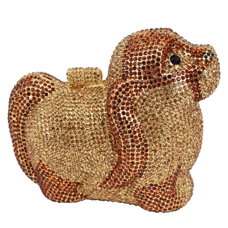 New Design Animal Luxury Crystal Clutches purse Evening Bag lovely Party Dog Bag Women Wedding Wallet