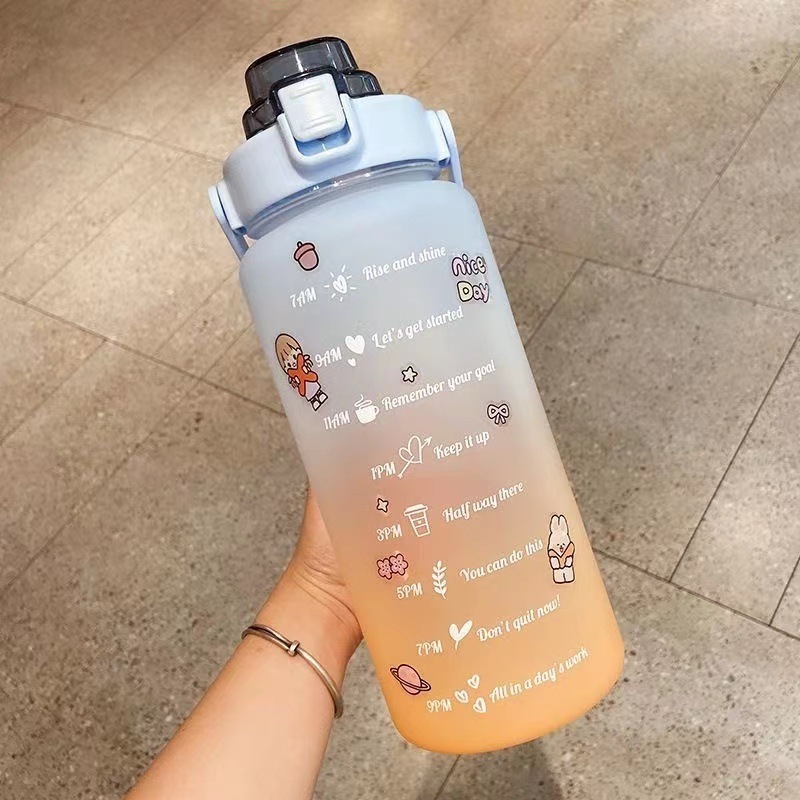 Custom Motivational Bottle Water With Time Mark Plastic Water Bottle 2 Liter Sport Water Bottle Motivation