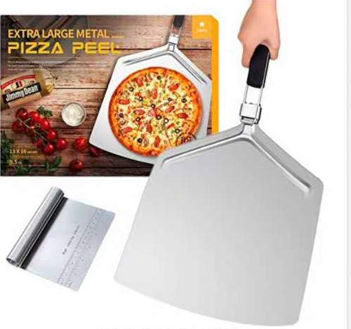 High Quality Kitchen Tool Stainless Steel Baking Pizza Peel Shovel With Tpr Folding Handle For Easy Storage