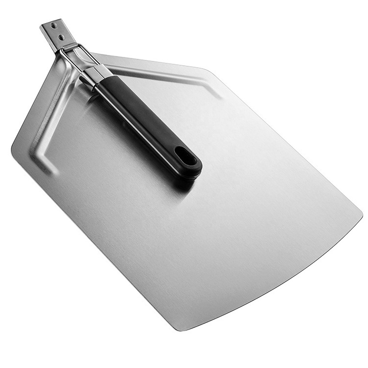 High Quality Kitchen Tool Stainless Steel Baking Pizza Peel Shovel With Tpr Folding Handle For Easy Storage