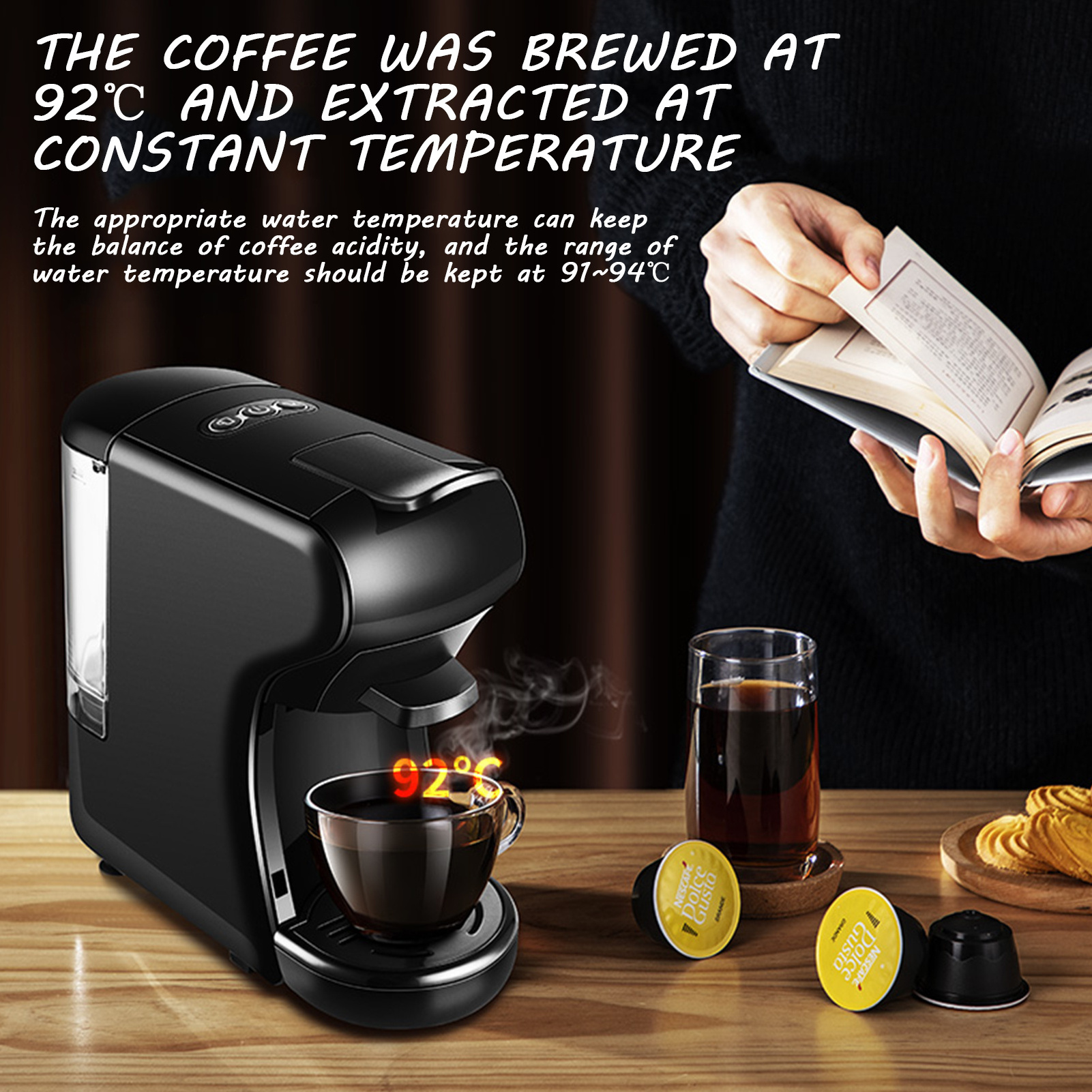 Full Automatic Three In One Office Drink Maker Small Italian Espresso Capsule Coffee Maker