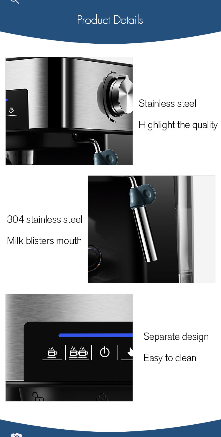 Dropshipping Italian Home Small Semi-automatic Commercial High-pressure Steam Milk Frother Office 20bar Coffee Machine