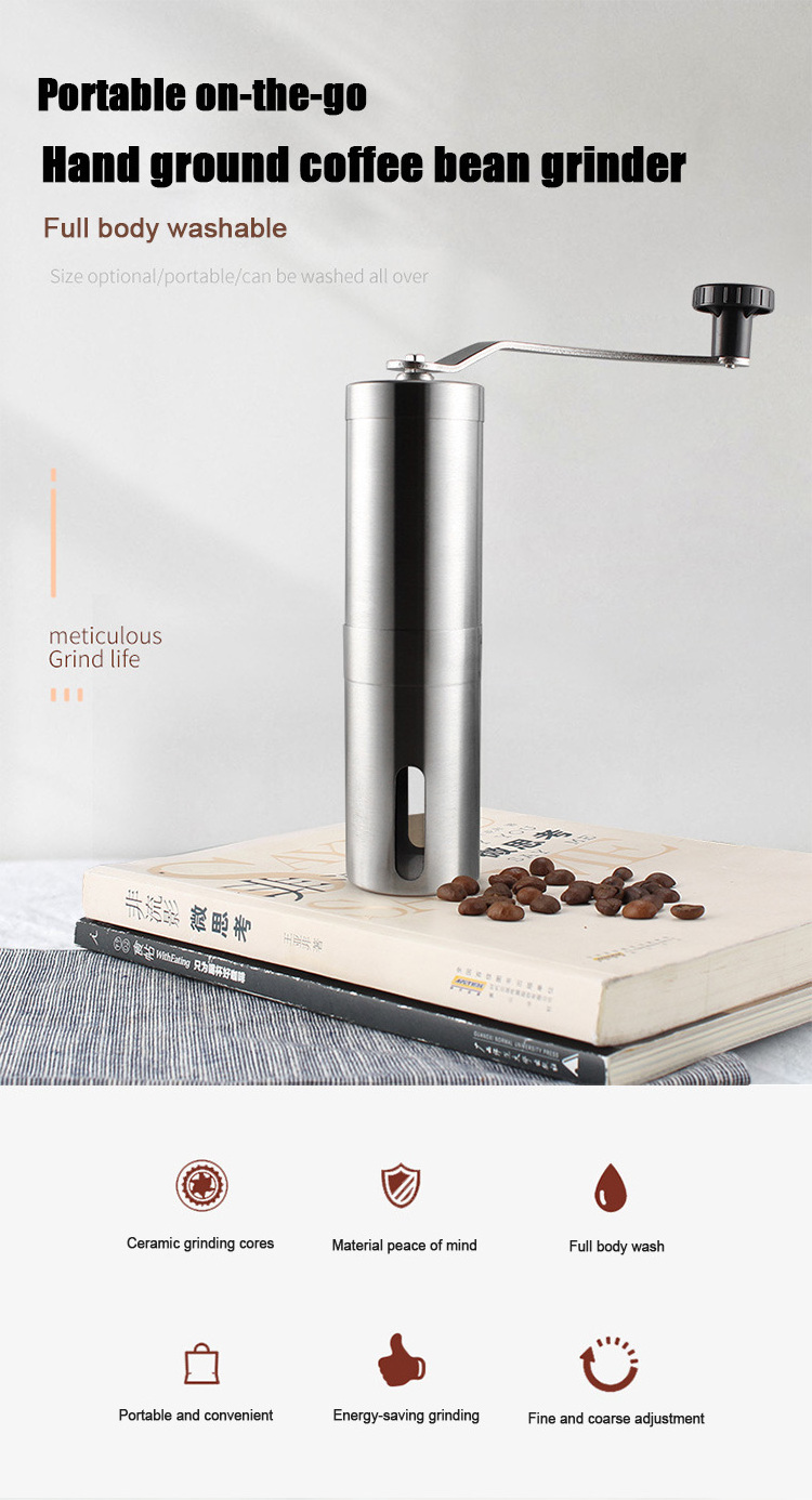 Manual Coffee Bean Hand Grinder Stainless Steel Comercial Adjustable ...
