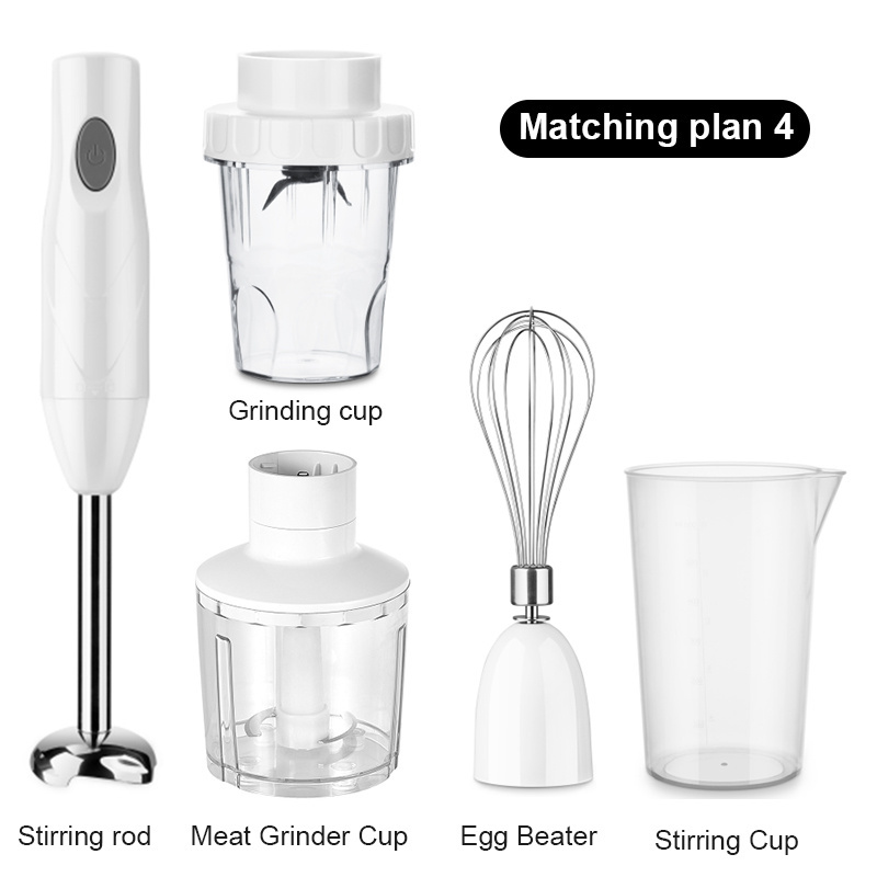 4 In 1 Electric Handheld Blender Multi-function Food Stand Mixer Vegetable Meat Grinder 700ml Chopper Whisk Egg Beater