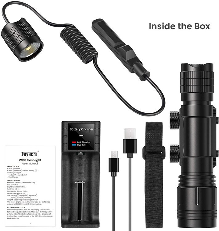 Super Bright Zoom Powerful Torch Tactical Led Pocket Flashlight High Power Flash Light Rechargeable Torch Led