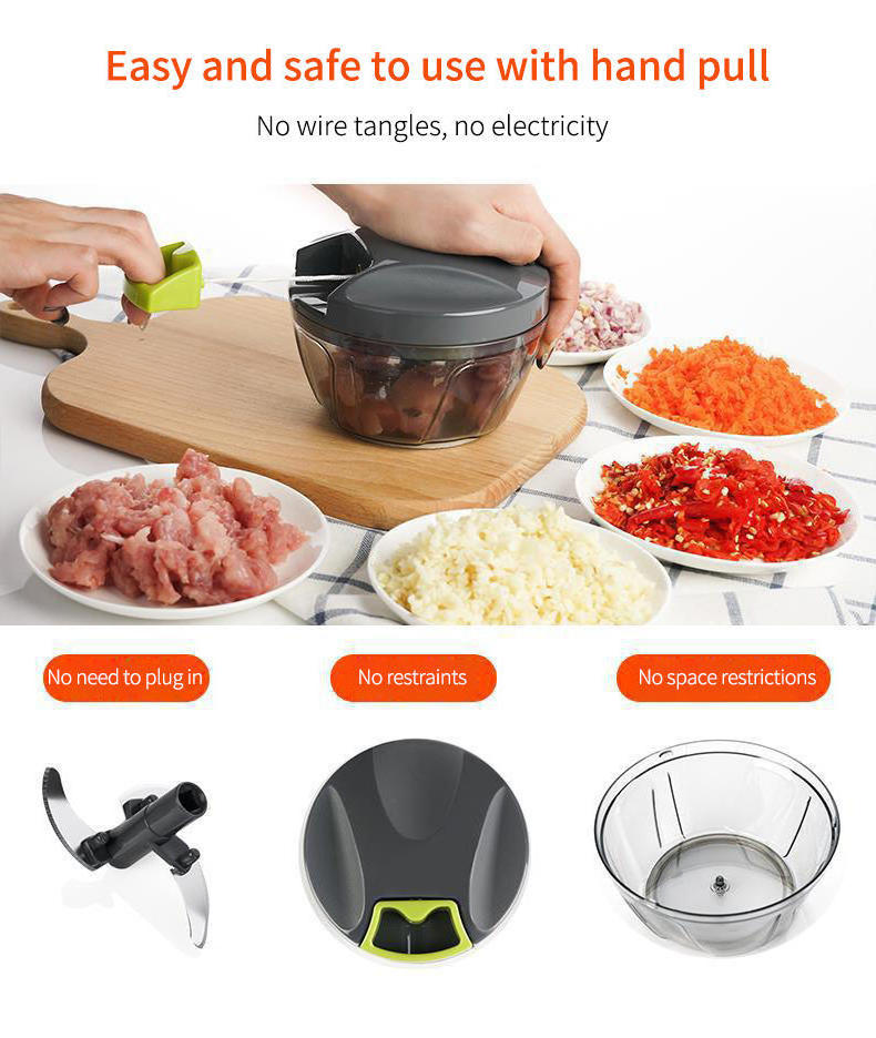 Tiktok Kitchen Accessories Veget Chopper Onion Garlic Ginger Cutter Manual Meat Shredder Hand Pull Chopper