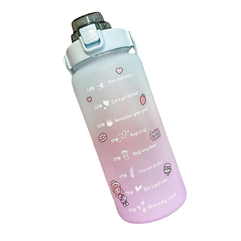 Custom Motivational Bottle Water With Time Mark Plastic Water Bottle 2 Liter Sport Water Bottle Motivation