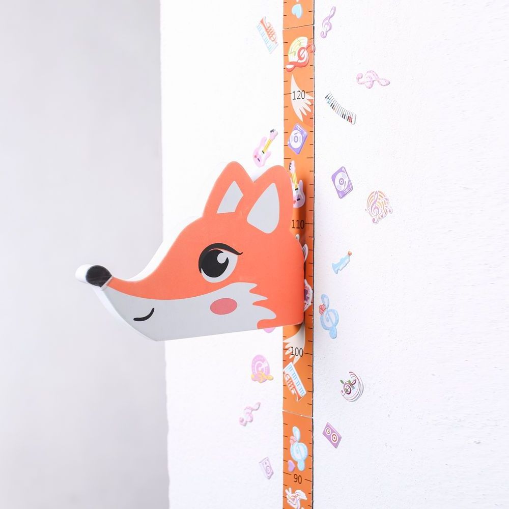 3D cartoon baby growth chart height measurement wall paper sticker with removable EVA header