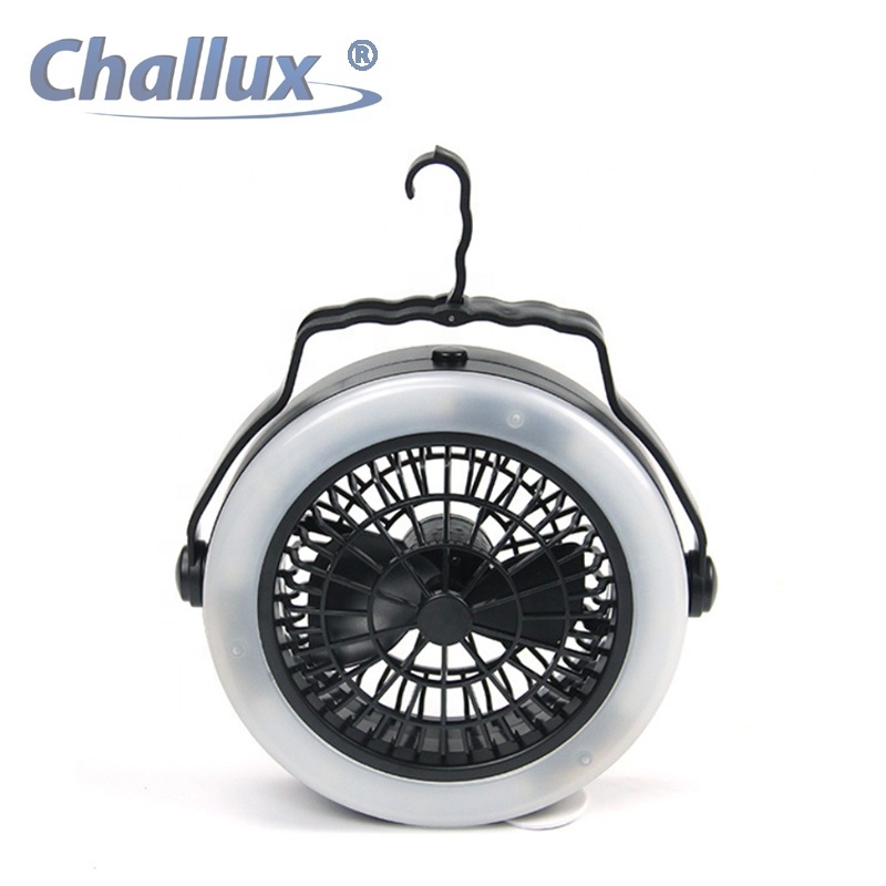 Outdoor camping circle lamp hook lantern battery portable tent light with fan