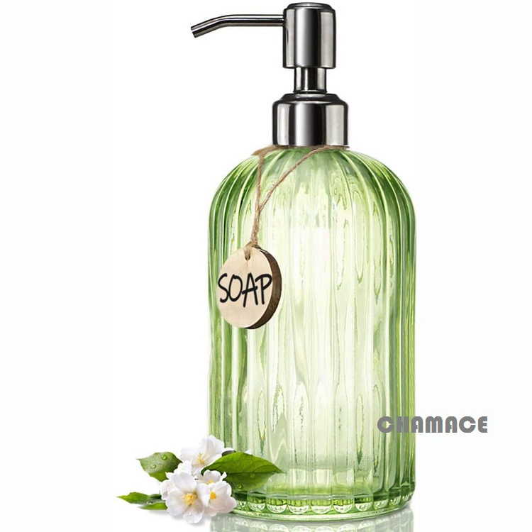 Hot selling  18 Oz Clear Glass Soap Dispenser with Rust Proof Stainless Steel Pump