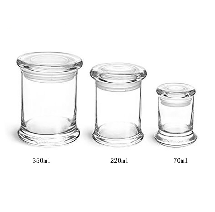 2oz 7oz 12oz Glass Candy Storage Container Glass Candle Jars with Glass Lids