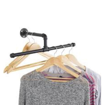 Metal Black Pipe Wall Clothing Rack