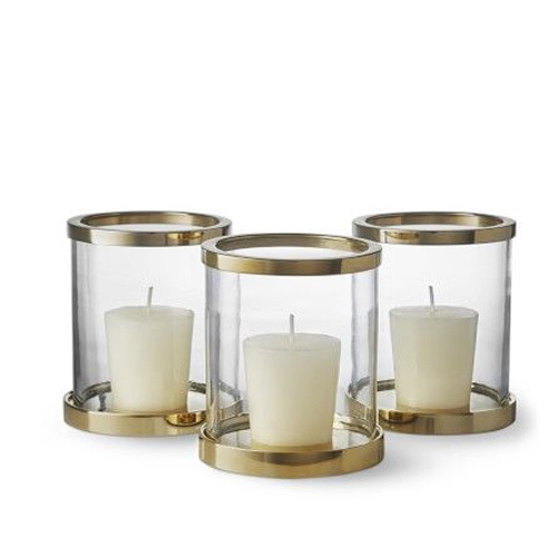 Metal Trim Glass Votives Candle Holder