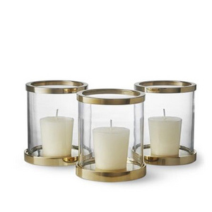 Metal Trim Glass Votives Candle Holder